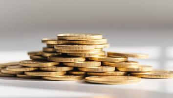 A pile of gold coins on top of each other photo