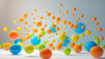 A vibrant and playful abstract composition featuring a multitude of colorful spheres suspended in space photo