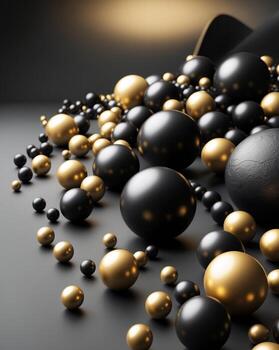 un negro y oro antecedentes con un manojo de oro y negro esferas foto
