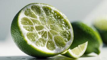 Closeup of Lime Cross Section Showing Texture and Bubbles photo