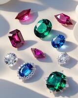 Collection of Vibrant Gemstones Displayed Elegantly photo