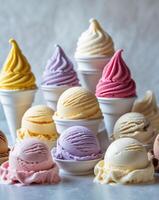 Assorted Flavors Of Delicious Ice Cream Scoops photo
