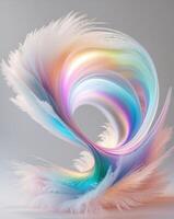 A colorful swirl of feathers on a gray background photo