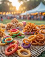 A table with various types of food on it photo
