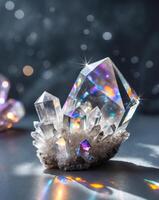 Sparkling Crystals Glimmering with Light and Color Reflections photo