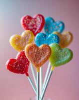 A vase filled with colorful lollipops photo