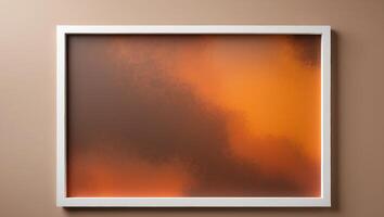 there is a brown and orange background with a white border photo