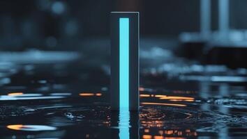 Illuminated Location Marker on Wet Reflective Surface photo