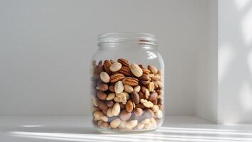 Mixed Nuts in Jar Healthy Snack Vegan Food photo