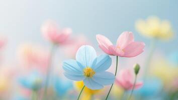 Softly blurred colorful flowers as a background photo
