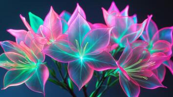 Translucent Neon Azaleas Glowing in Vibrant Hues photo