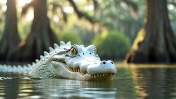 Unique White Alligator in Natural Habitat photo