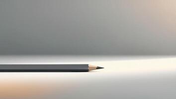 A pencil is sitting on a table with a light shining on it photo