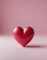 a close up of a red heart on a pink background photo