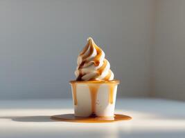 Delicious Caramel Vanilla Soft Serve Ice Cream Cups photo