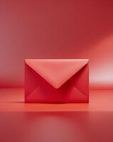an envelope with a red envelope on a red background photo