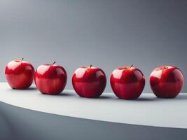 Fresh Red Apples on Gray Background for Health Food and Nutrition Concepts in a Studio Setting photo