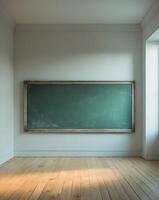Empty room with chalkboard in the middle of the room photo