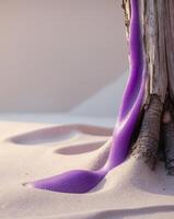 A purple liquid is dripping from a tree trunk photo