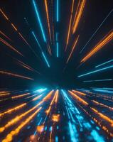 Abstract background with neon lights and light trails photo