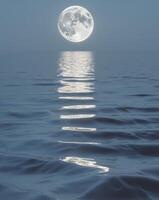 oceanic the calm ocean surface reflecting the moon creating a pe photo
