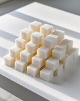 there is a pile of sugar cubes on a table photo
