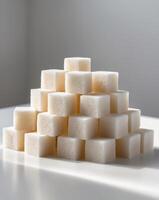 there is a pile of sugar cubes on a table photo
