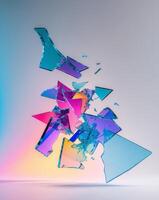 Broken glass abstract background 3d render photo
