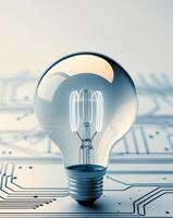 a close up of a light bulb with a circuit in the background photo