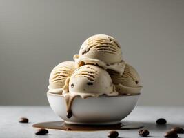 Three Scoops of Melting Coffee Ice Cream photo