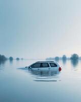 Car submerged in flood water understanding the importance of comprehensive auto insurance coverage photo
