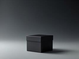 Black box on grey background 3d render photo