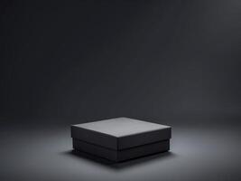 Black box on a dark background with a copy space photo