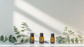 Essential oils creating tranquil atmosphere for wellness lifestyle photo