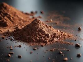 Cocoa Powder Scattered on a Dark Surface Showcasing Texture and Color Variations photo