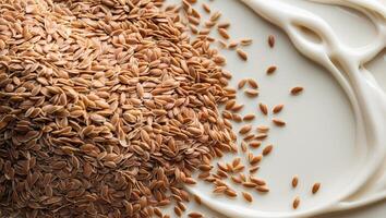 Flaxseed texture background for health and nutrition design photo