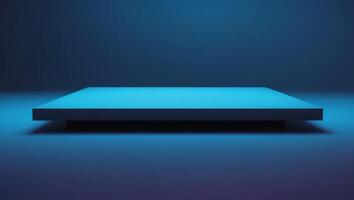 A blue table with a light on it photo