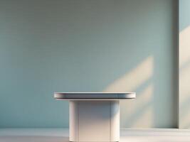 Table in a room with light coming in from the window photo