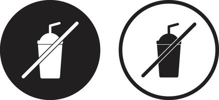 No drink icon set in two styles . No juice icon . Drink prohibition icon vector