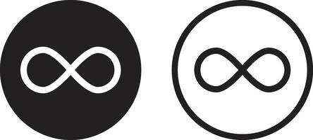 infinity icon set in two styles . Endless symbol . Unlimited icon vector