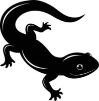 A black lizard with a round eye silhouette vector