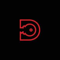 Initial letter D Key logo Concept, Key with Letter D, Logo Design Template vector