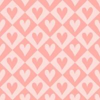 Pink Hearts in Argyle On seamless pattern. vector