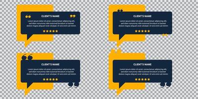Social media feedback templates, square with customer review speech bubbles, star ratings, and profile icons. Perfect for testimonial posts. vector