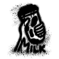 image of a hand holding a bottle of milkshake in graffiti style vector