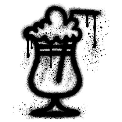 Milkshake graffiti with black spray paint.