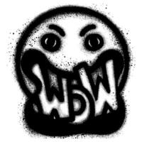 graffiti of an annoyed emoji spray painted with the word WOW vector