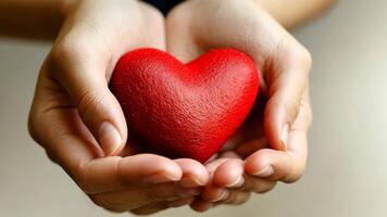 Close-up of hands with red heart, soft bokeh and affectionate atmosphere. Valentine's Day video