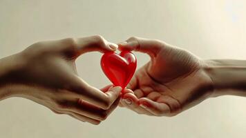 Two hands holding heart, gentle warmth and loving connection emphasized. Valentine's Day video
