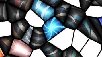 Realistic abstract looping animation of shining dark color polygonal mosaic pattern. artistic motion. video